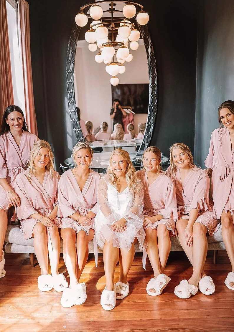 Dusty rose bridesmaid robes -Pink bridesmaid robes- Blush bridal party robes -ruffle robes -Dusty... | Etsy (US)