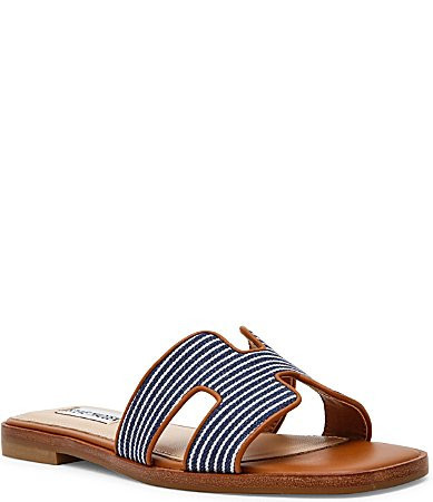 Steve Madden Hadyn Stripe Flat Slide Sandals - 6.5 | Dillard's