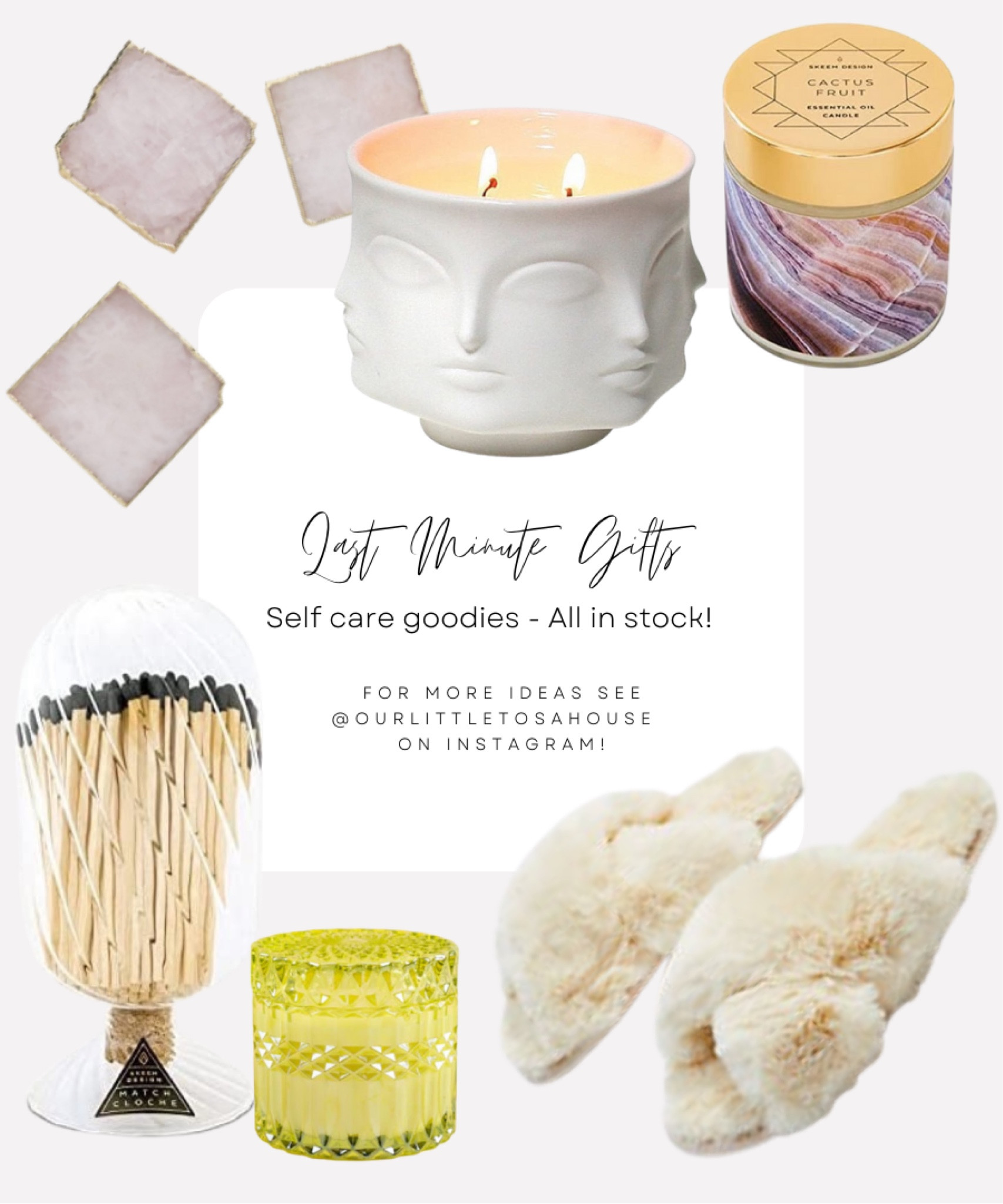 Last minute gifts, all in stock! 
•
•
Candles 
furry slippers 
match cloche
Gifts for women 
gifts for men 
gifts for mom 
gifts for grandma 
Gifts for girlfriends


#LTKunder50 #LTKhome #LTKGiftGuide