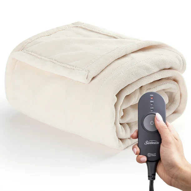 Sunbeam Heated Electric Throw Blanket, Microplush, Sea Salt, 50" x 60" - Walmart.com | Walmart (US)