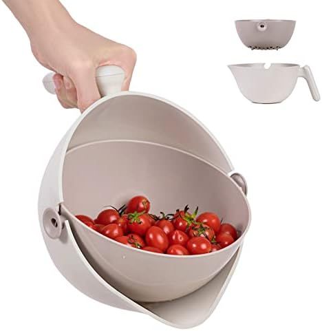 Gixemeva 2 in 1 Rotatable Kitchen Colander Strainer bowl Set,Fruit Vegetable Washer Rinser Strain... | Amazon (US)