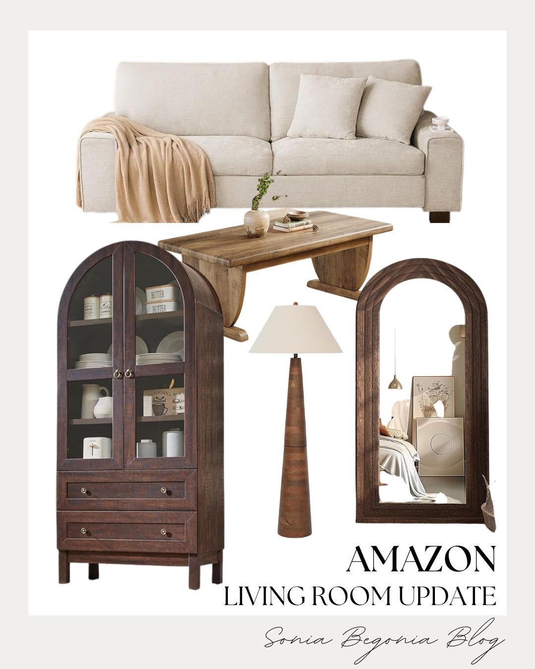 LIVING ROOM UPDATE: Warm Woods, Neutral Textures, & Arched Silhouettes! 🪵

Embrace the organic modern trend with this perfectly balanced home refresh from Amazon! ✨

We are obsessed with the statement piece: a stunning dark wood arched display cabinet that brings both character and storage to your space. Balance the rich, dark tones with a classic cream-colored sofa and a soft tan throw blanket for ultimate cozy vibes. Finish the look with sleek, artisanal elements: a low-profile wooden coffee table, a tall tapered floor lamp, and a gorgeous oversized arched floor mirror to add a touch of polished, airy glam to your living room!

#AmazonHome
#AmazonFinds
#LivingRoomDecor
#OrganicModern
#NeutralHome
#InteriorDesignInspo
#HomeRefresh
#ArchedMirror
#CozyLiving
#ModernRustic
#HomeStyling
#LTKHome
#DecorInspo
#SoniaBegoniaBlog


#LTKHome