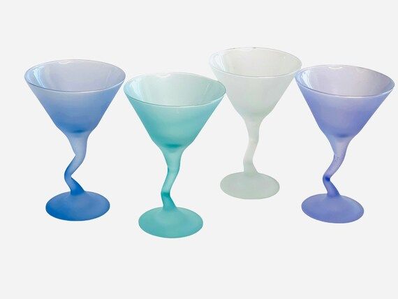 Z Stem Pastel Frosted Martini Glasses/retro Barware/vintage | Etsy | Etsy (US)