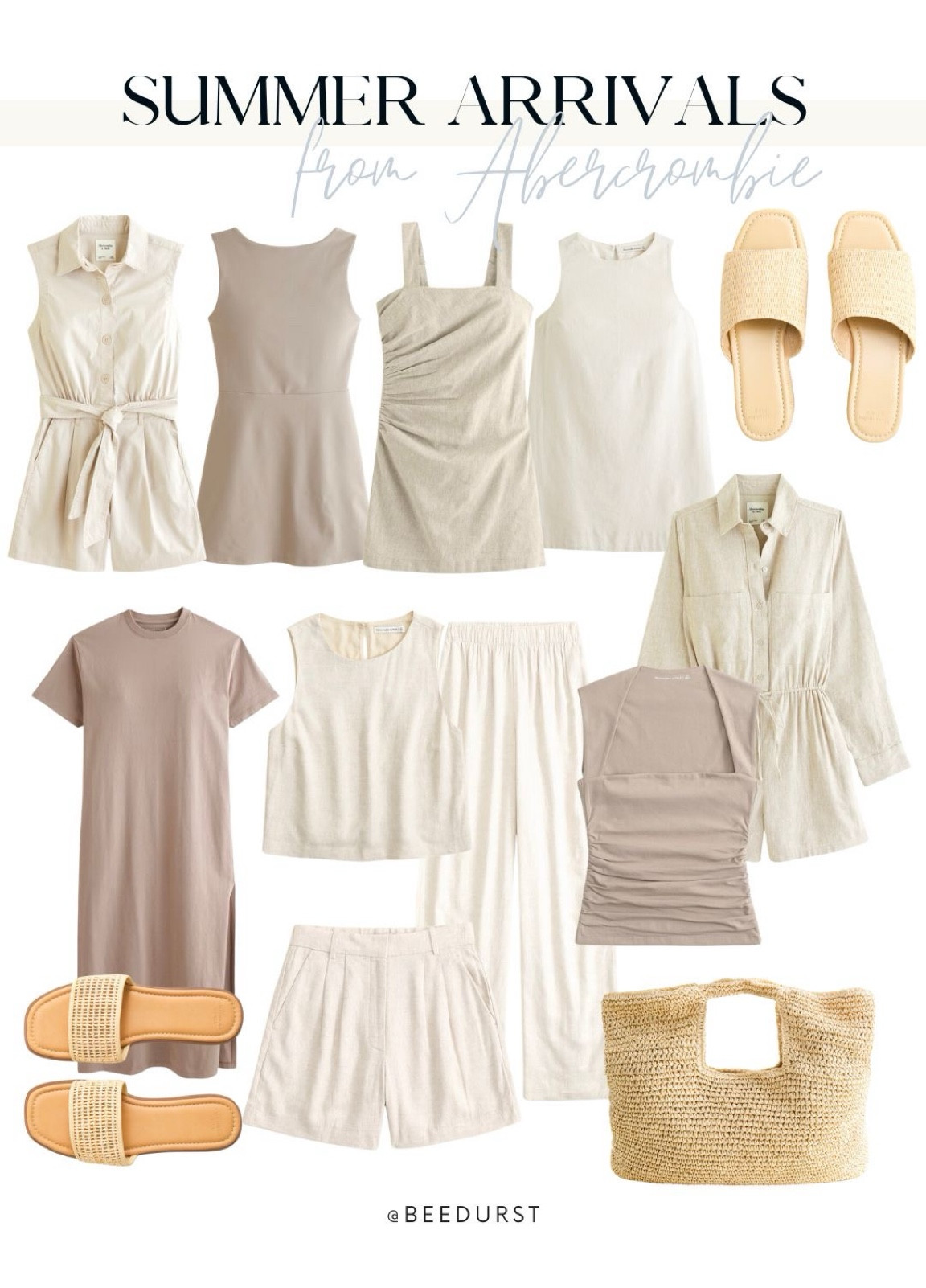 Summer arrivals from Abercrombie, Abercrombie sale, linen blend matching set, spring outfit, summer outfit, resort wear, vacation outfit, spring dress, summer dress, straw slide sandals, straw platform heels, sale finds, spring romper

#LTKstyletip #LTKSpringSale #LTKsalealert