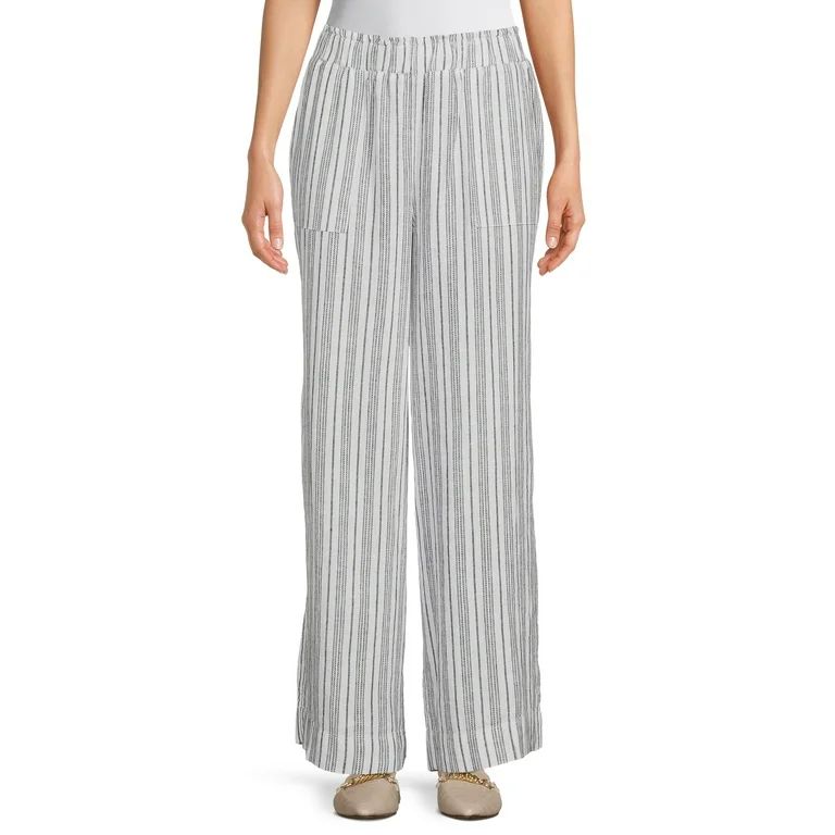 Time and Tru Women's Full Length Linen Pants | Walmart (US)