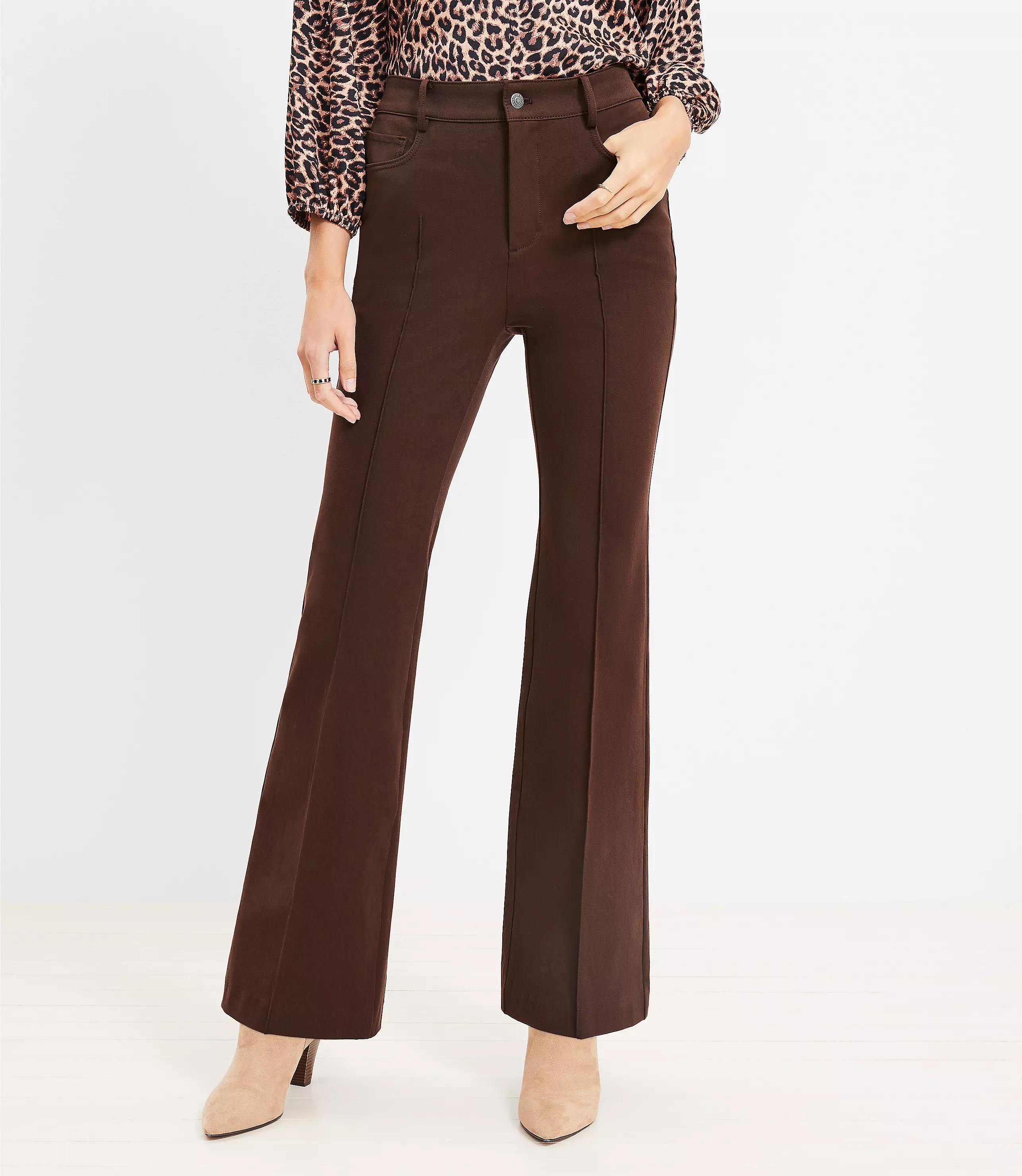 Five Pocket Slim Flare Pants in Bi-Stretch | LOFT