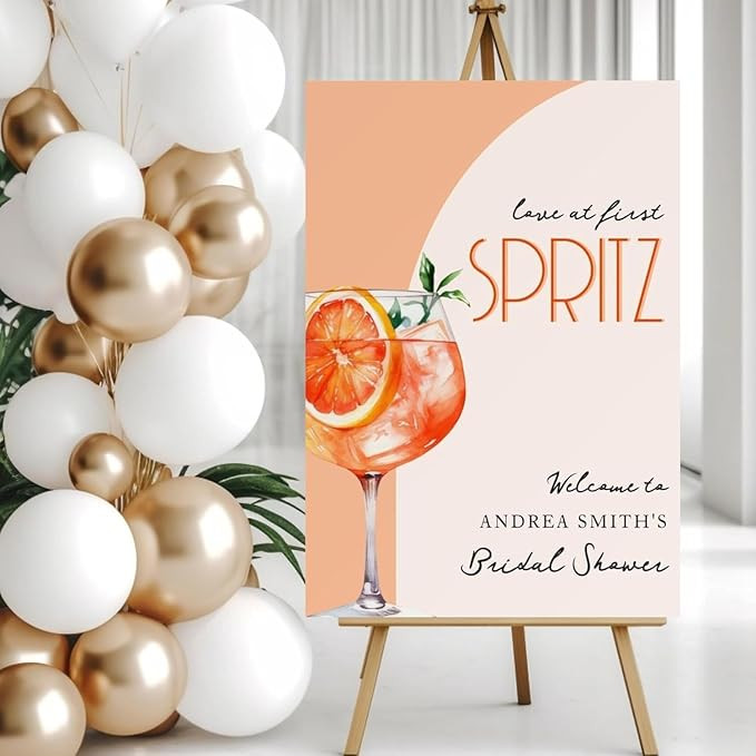 Personalized Love at First Spritz Bridal Shower Sign, Elegant Floral Poster for Bride To Be, Cust... | Amazon (US)