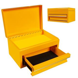 10 in. Mini Portable Steel Tool Box with Drawer for Home, Garage or Workbench, Yellow | The Home Depot