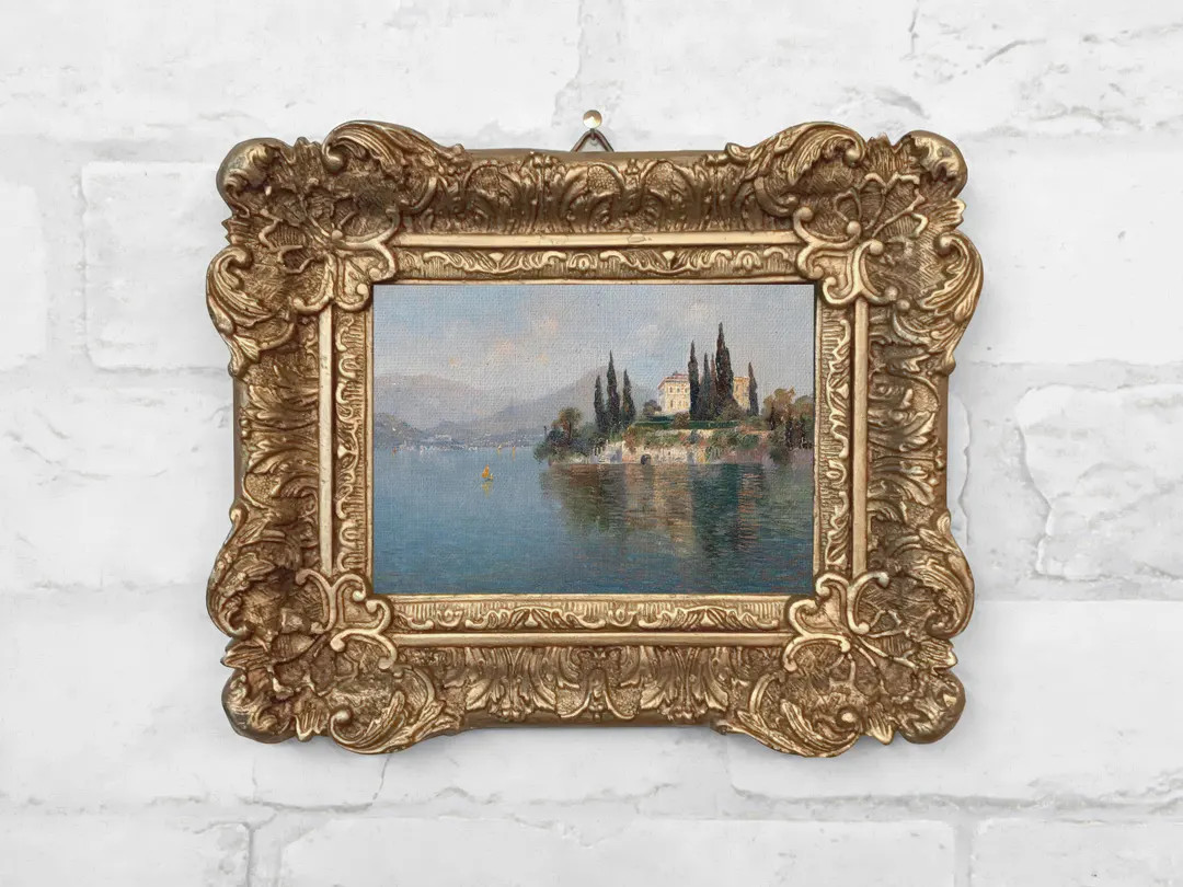 Italian Landscape Antique Oil Painting Reproduction: Framed Lake Como Art Print - No. 124 - Etsy | Etsy (US)