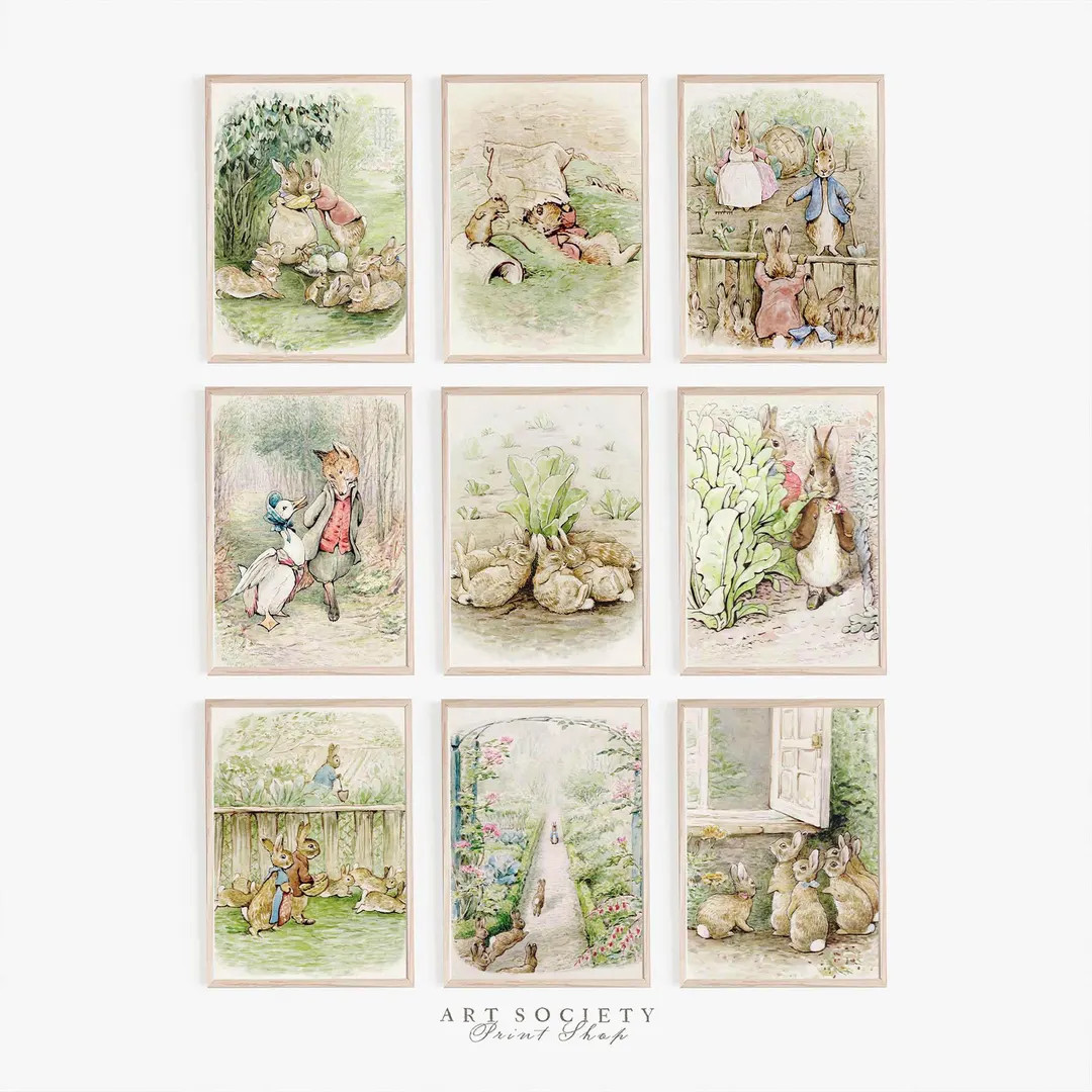 Beatrix Potter Prints, Set of 9, Vintage Peter Rabbit Art, Digital Download, N36 | Etsy (US)