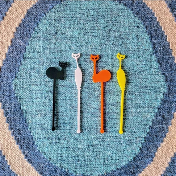 Halloween Colors Mid Century Cats Swizzle Sticks  Cocktail | Etsy | Etsy (US)