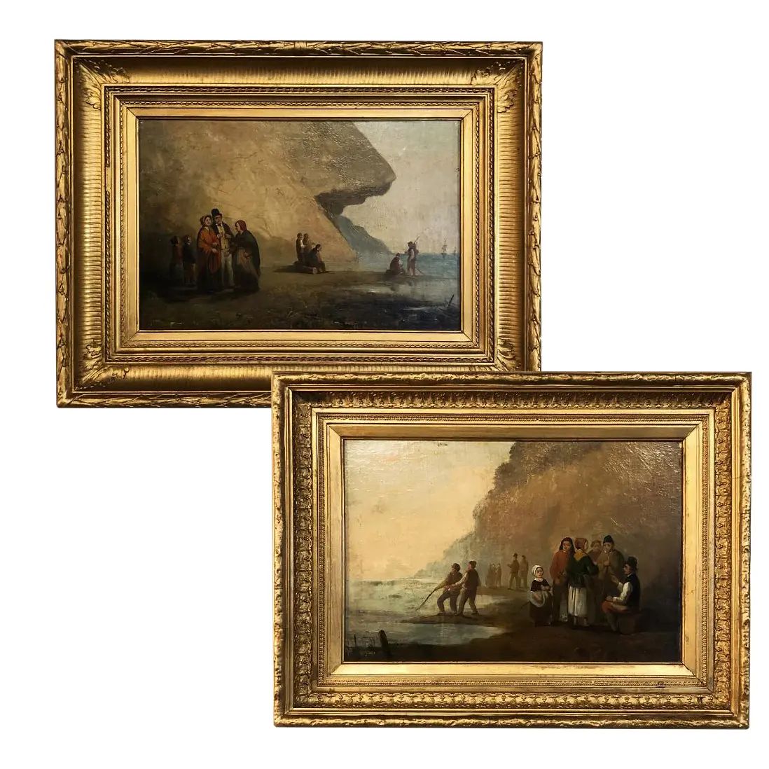 19th Century Framed Oil Paintings on Board ~ French School - a Pair | Chairish