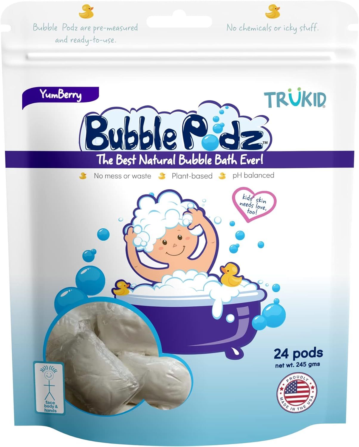 TruKid Bubble Podz Bubble Bath for Baby & Kids, Gentle Refreshing Bath Bomb for Sensitive Skin, p... | Amazon (US)