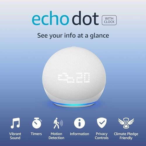 Echo Dot (Latest generation) with clock | Helpful Alexa assistant with vibrant sound and LED disp... | Amazon (US)