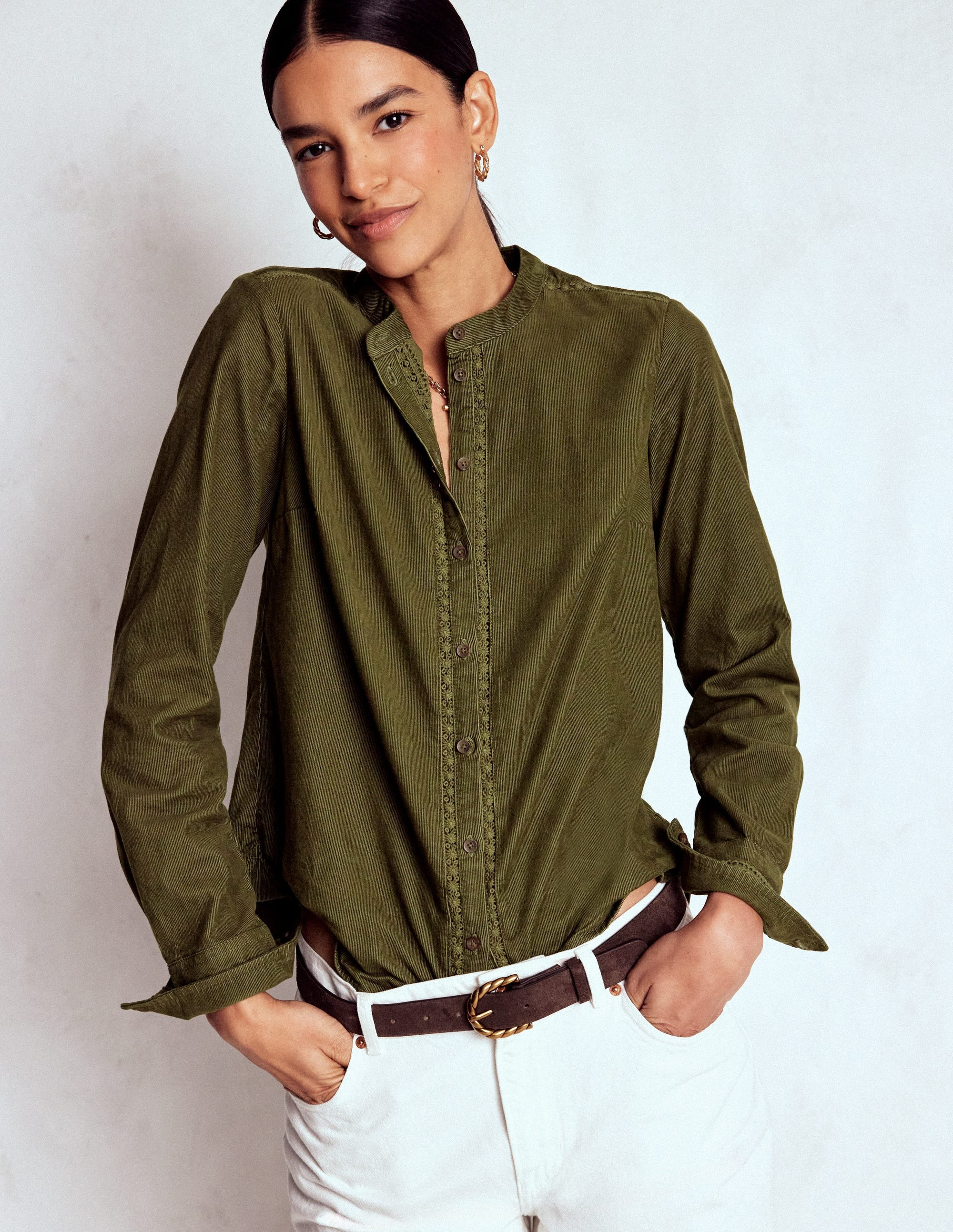 Victoria Cord Shirt-Woodland Green | Boden (US)