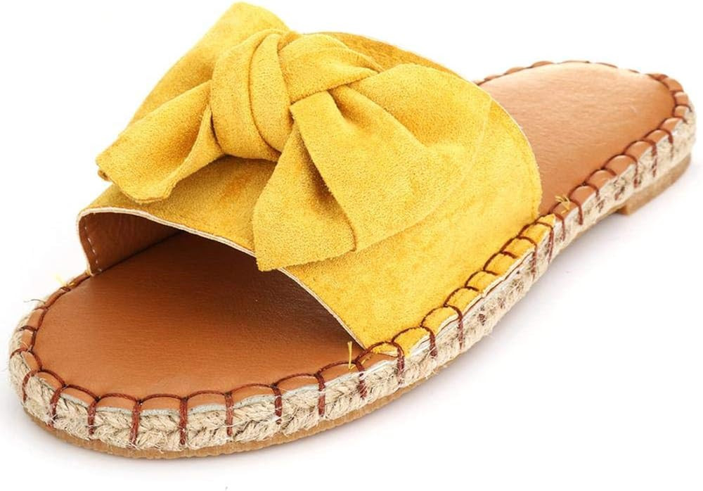 YYW Slides for Women Flat Slide Sandals Slip On Open Toe Sandals Casual Style with Bowknot Orname... | Amazon (US)