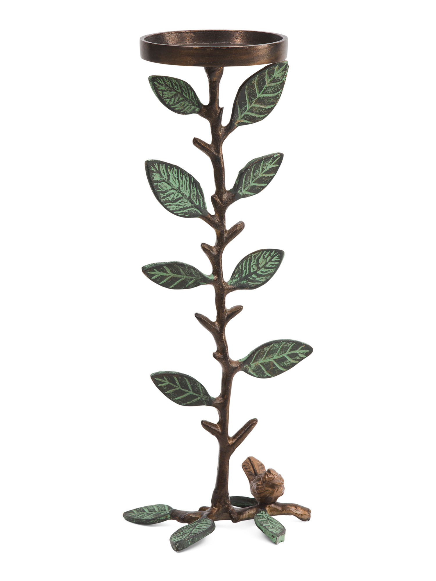 15.5in Indoor Outdoor Cast Aluminum Leaf Branch Candleholder | TJ Maxx