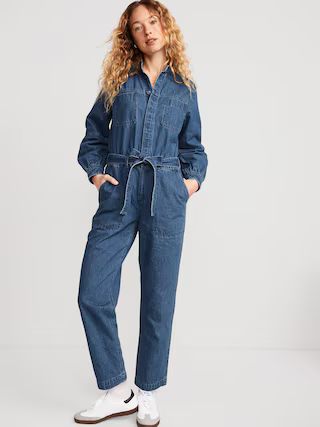 Collarless Jean Utility Jumpsuit for Women | Old Navy (US)