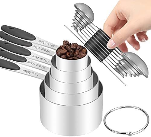 Amazon.com: Measuring Cups and Spoons Set,Includes 5 Stainless Steel Nesting Measuring Cups, 7 Me... | Amazon (US)