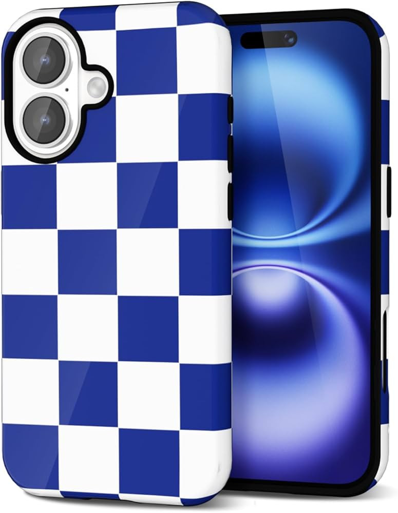 Checkered Phone Case for iPhone 16 Case Plaid Lattice, Girly Cute Checkerboard Case for Women, Ae... | Amazon (US)