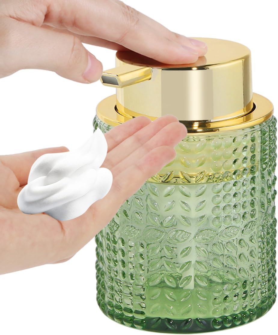 Fvstar Foaming Soap Dispenser, 10 Oz Glass Foam Hand Soap Dispenser with Gold Pump, Refillable Ba... | Amazon (US)