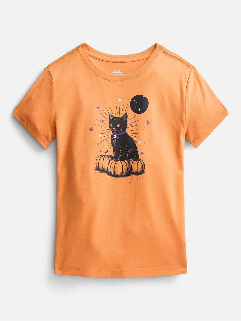 Halloween Girls Graphic Tee with Short Sleeves from Way to Celebrate, Sizes 4-18 & Husky | Walmart (US)