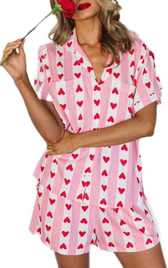 Yiulangde Women Satin Pajamas Shorts Sets Y2k Silk PJs 2 Piece Outfits Collar Long Sleeve Button ... | Amazon (US)