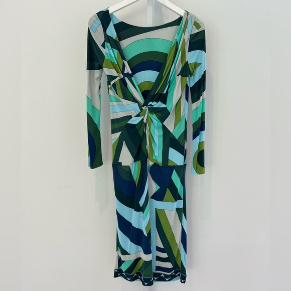 EMILIO PUCCI GREEN MULTI ICONIC PRINT CONVERTIBLE DRESS SIZE IT 42 / US 8 NWOTS! | Poshmark