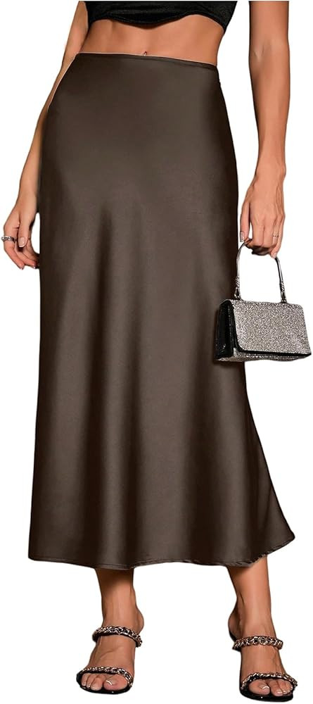 GORGLITTER Women's Satin Long Skirts High Waisted Flowy A Line Silk Elegant Maxi Skirt Country Co... | Amazon (US)