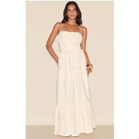 Natural Ruched Backless Strappy Maxi Dress | PrettyLittleThing US