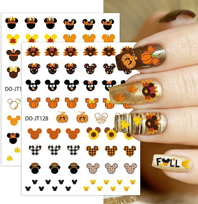Amazon.com: Unbess 8 Sheets Fall Cartoon Mouse Nail Stickers Cute Autumn Theme 3D Self Adhesive N... | Amazon (US)