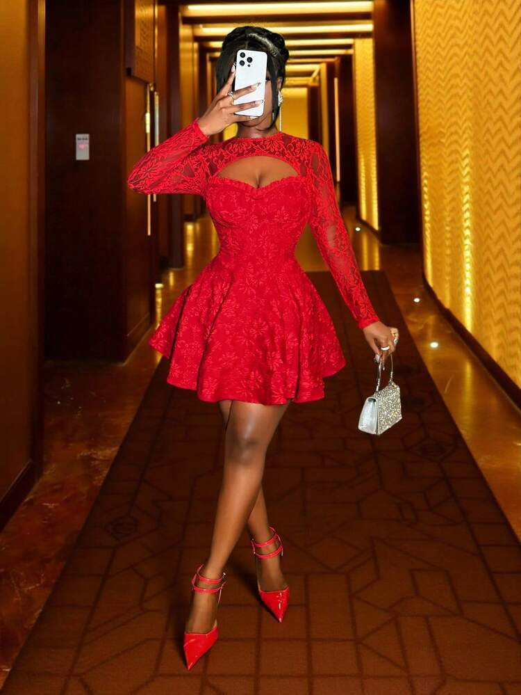 Vestido Romántico rojo  | SHEIN