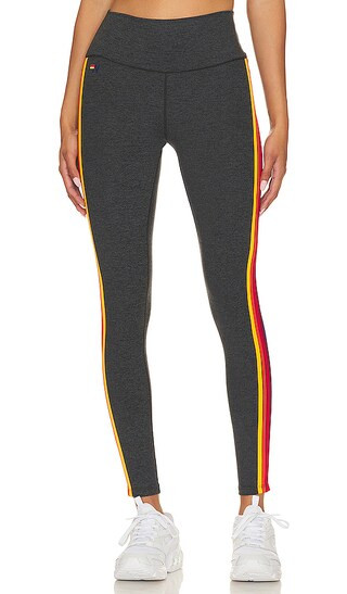 Aviator Nation 5 Stripe Rainbow Full Length Hi Rise Legging in Charcoal. - size XS (also in L, M, S) | Revolve Clothing (Global)