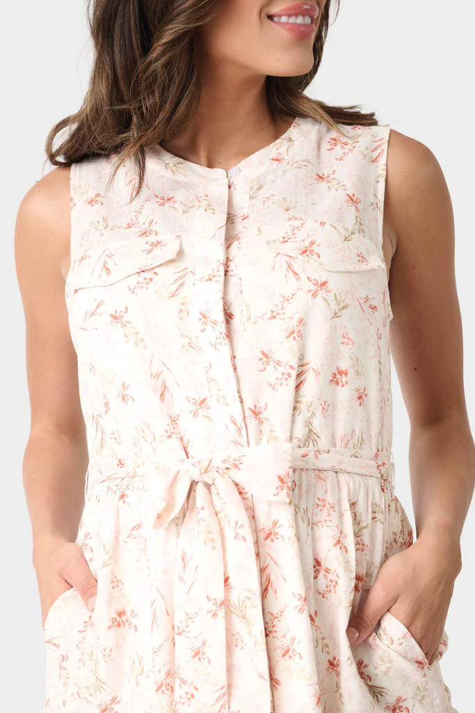 Wildflower Sleeveless Belted Tiered Dress | Gibson