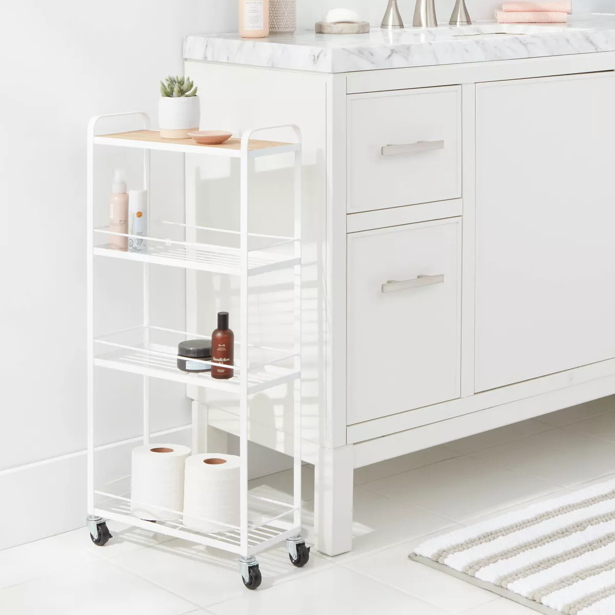 Skinny Storage Cart Matte White - Brightroom™: Iron Utility Cart, No Assembly, Narrow Profile | Target