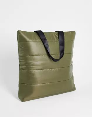 SVNX nylon padded tote bag in khaki | ASOS (Global)