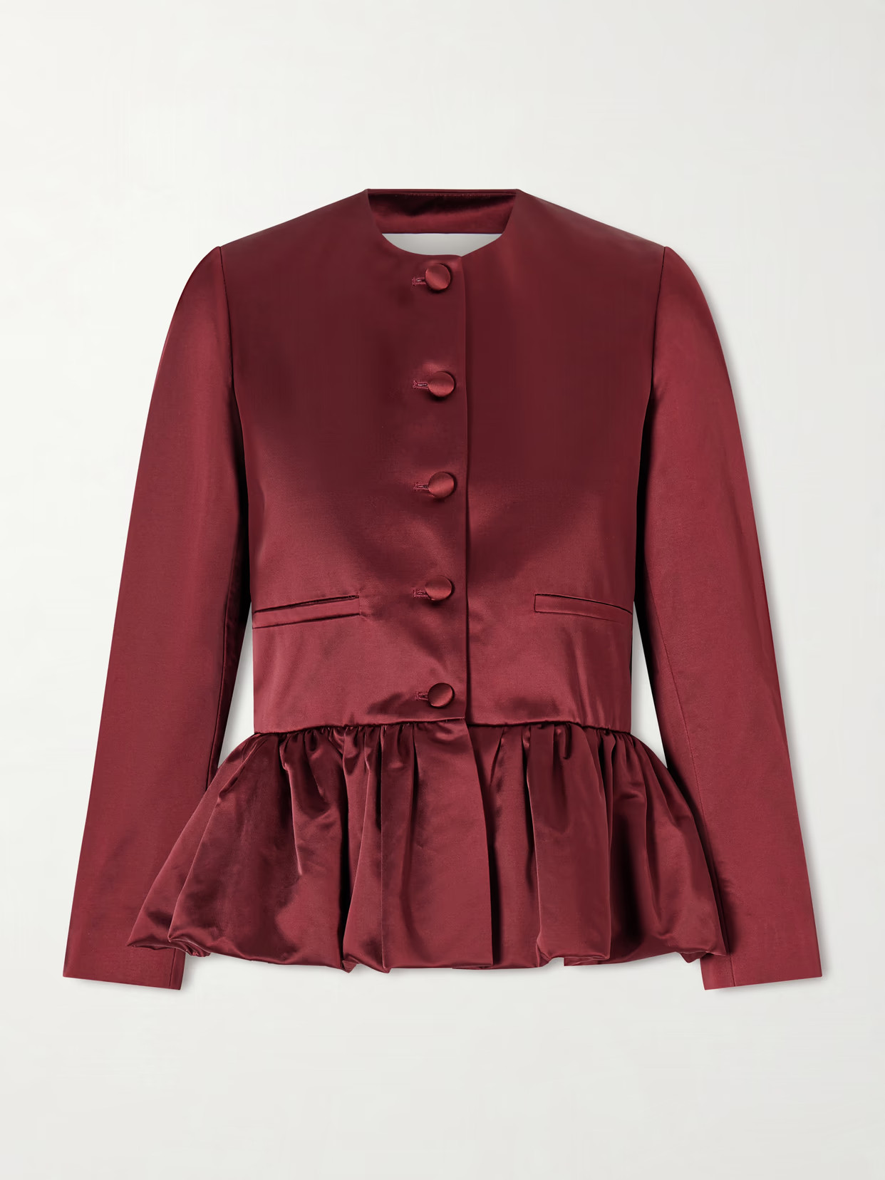 LIBEROWE - Cotton-blend Duchesse-satin Peplum Blazer - Burgundy | NET-A-PORTER (US)