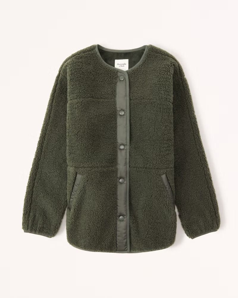 Abercrombie & Fitch Women's Sherpa Liner Jacket in Green - Size L | Abercrombie & Fitch (US)