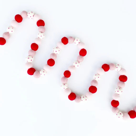 Valentine's Day Garland | Felt Ball Garland | Felt Pom Pom Garland | Valentine's Day Decorations ... | Etsy (US)