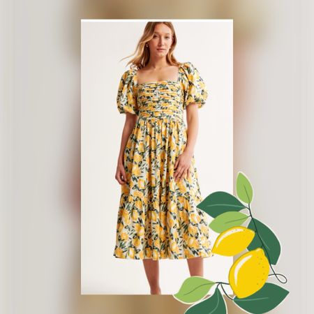 Lemon print puff sleeve midi dress, grandmillennial dress, summer dress, Europe vacation dress, midi dress, colorful dresss

#LTKSeasonal #LTKOver40