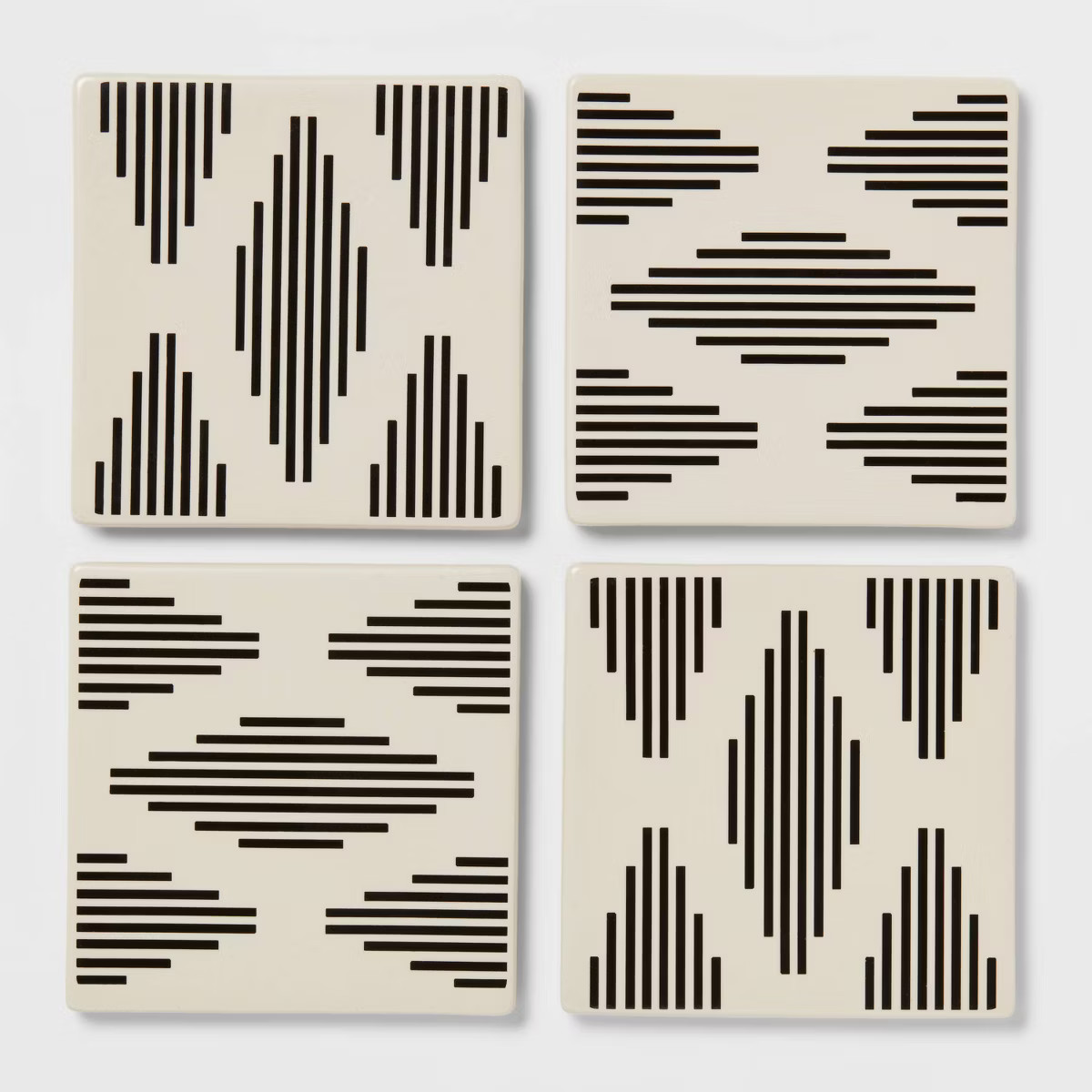 4pk Stoneware Modern Diamond Coasters - Threshold™: Traditional White Drink Coasters for Cups, ... | Target
