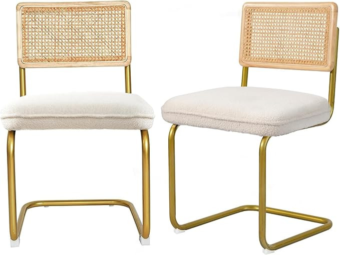 CangLong Rattan Dining Chairs Set of 2, Modern Kitchen Chairs with Natural Mesh Rattan Backrest &... | Amazon (US)