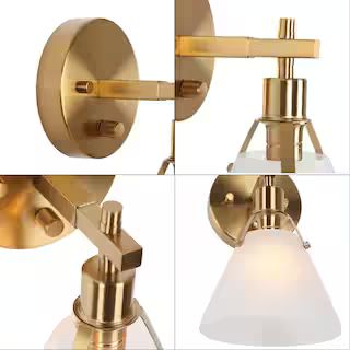 Granville Collection Plated Brass Metal Wall Sconce with Bell White Opal Glass Shade 1-Light Clas... | The Home Depot