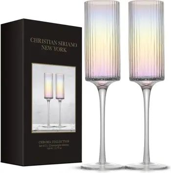 Christian Siriano Set of 2 Stunning Chroma Iridescent White Wine Glasses | Nordstrom Rack