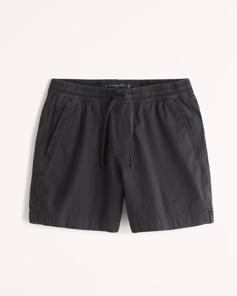 6 Inch Linen-Blend Pull-On Short | Abercrombie & Fitch (US)