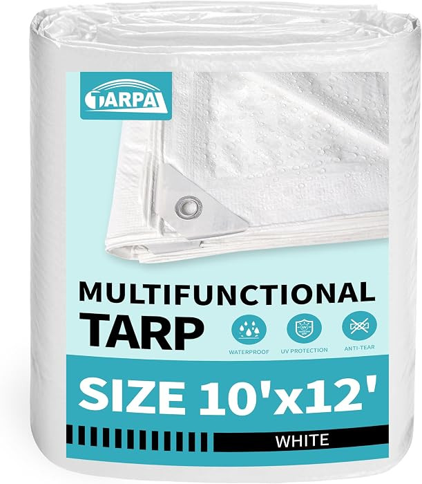 TARPAL 10x12 Feet White Tarp Waterproof Lightweight tarps Multipurpose Protective Cover All Purpo... | Amazon (US)