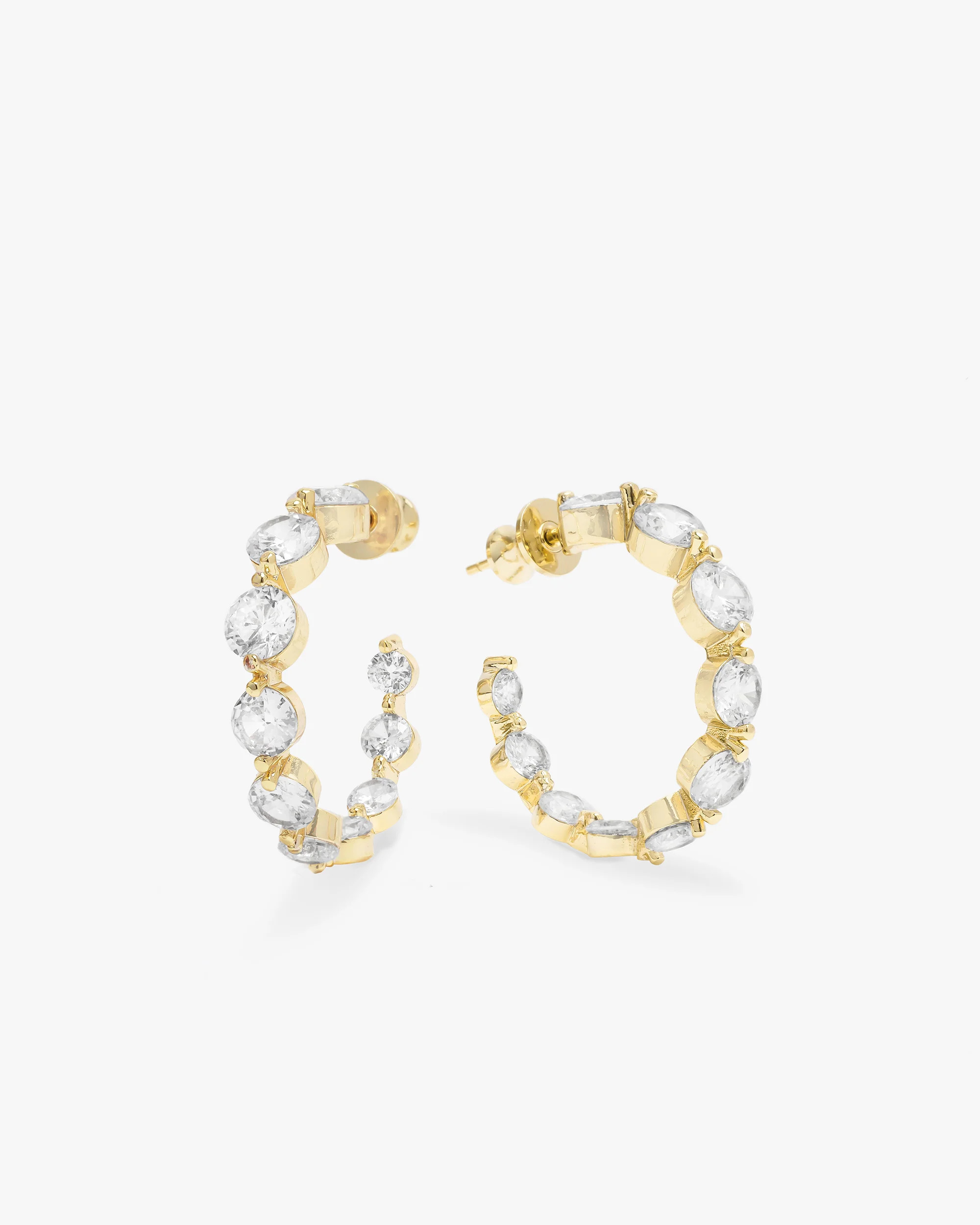 She's an Icon Hoops .75"" - Gold|White Diamondettes | Melinda Maria Jewelry