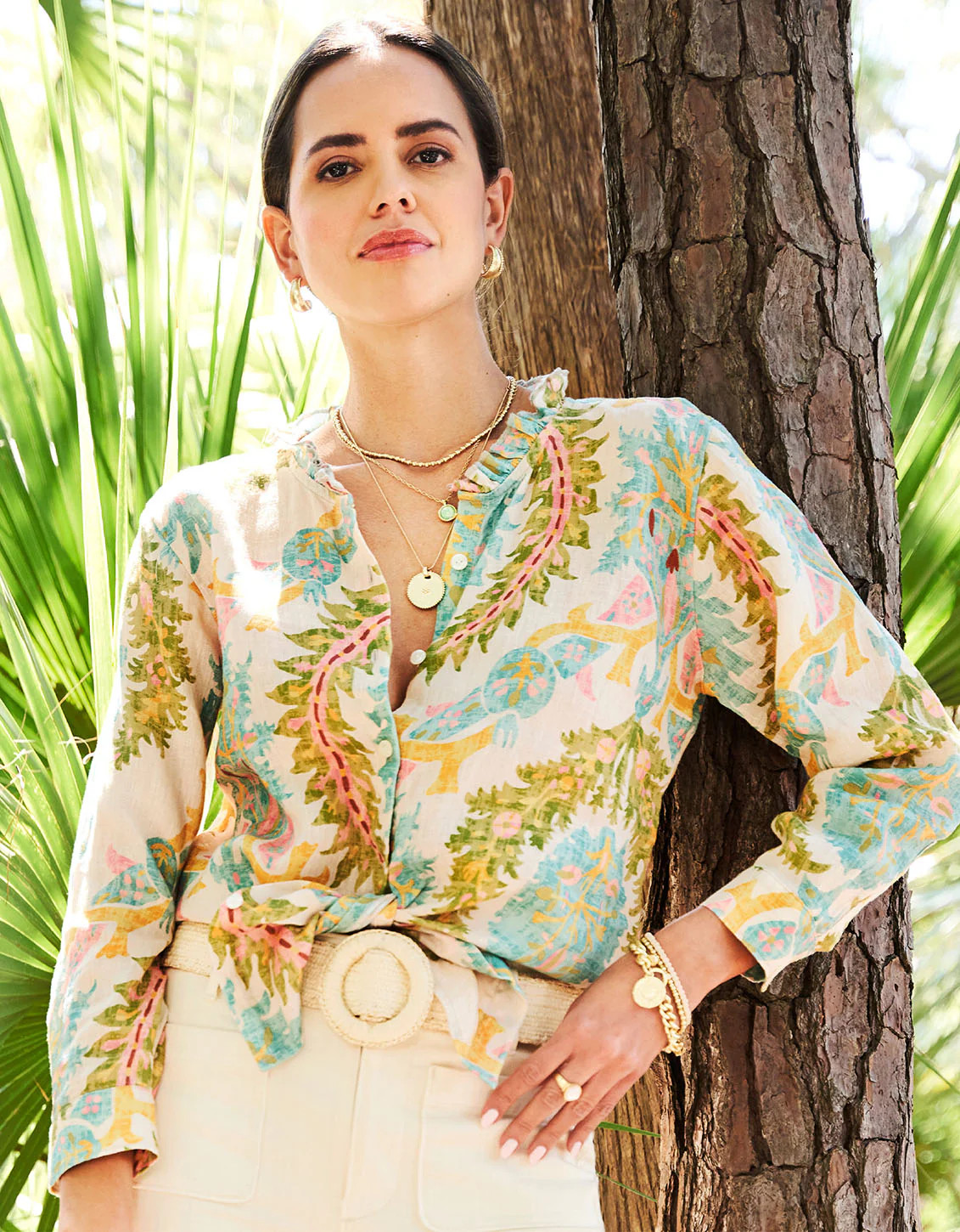 Jori Linen Shirt Sugar Mill Damask Flax | Spartina 449