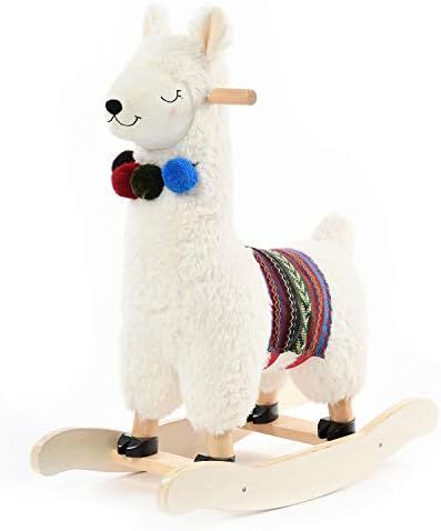 labebe - Baby Rocking Horse Wooden, Plush Stuffed Rocking Animals White, Kid Ride on Toys for 1-3 Ye | Amazon (US)