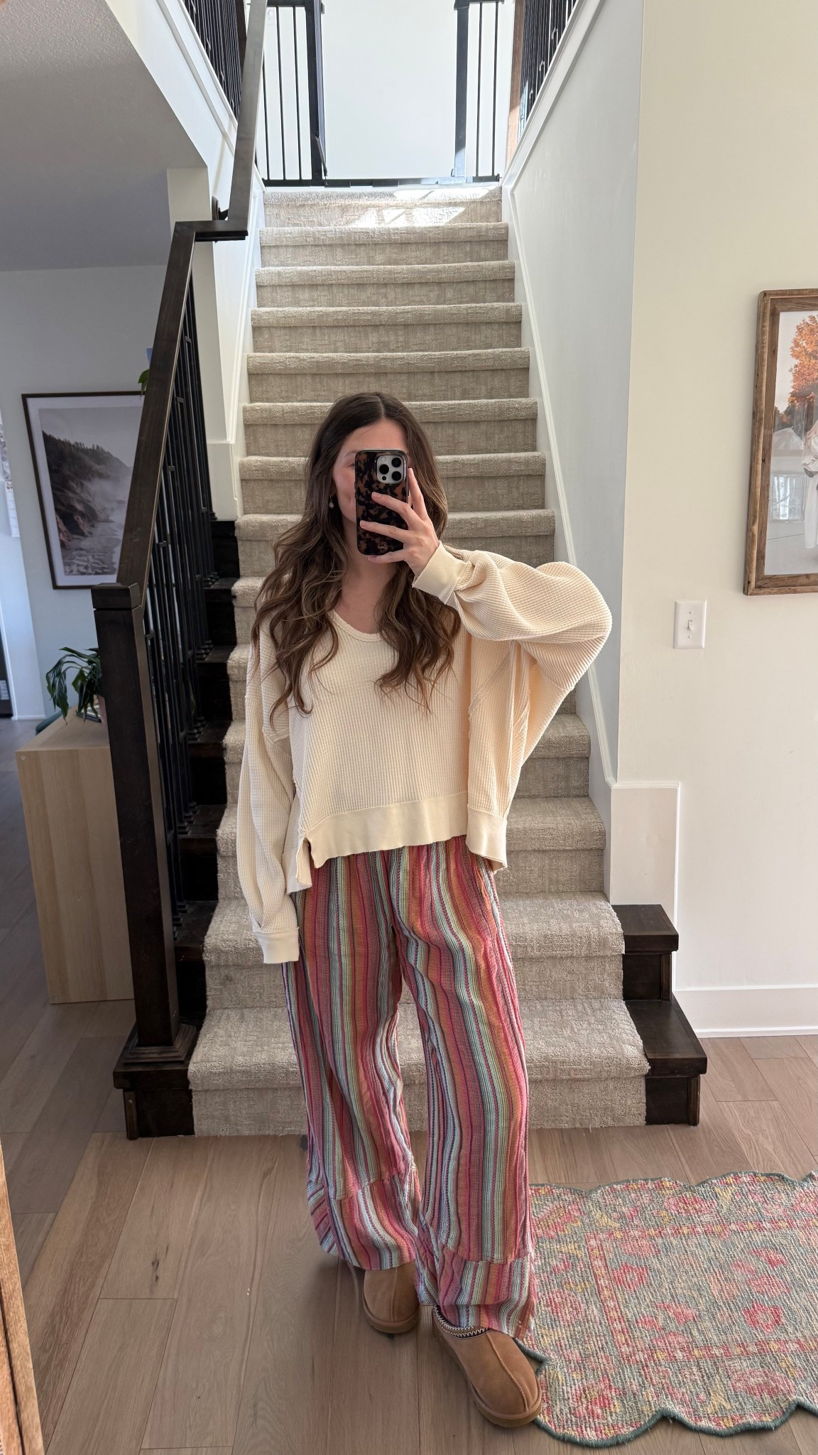 wearing a small in these striped pants, so fun and comfy! Top is old fp, linked similar! 

Postpartum, mom outfit, nursing friendly 



#LTKootd